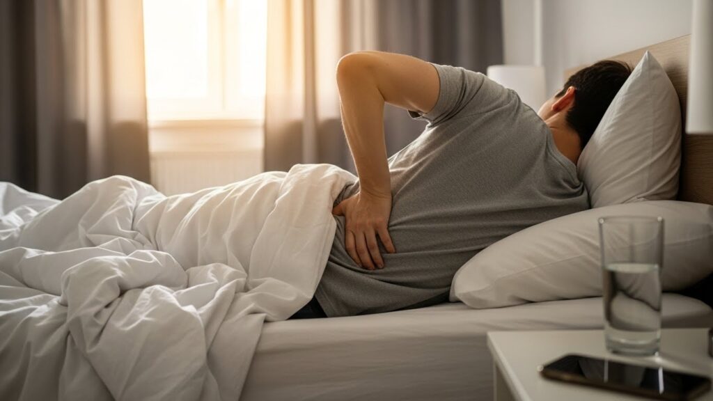 Sleeping in longer can increase morning stiffness and back discomfort