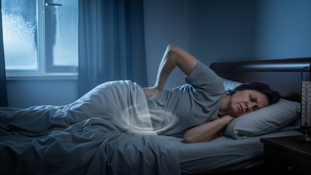 Bedroom temperature and draft exposure around hips and lower back affecting morning stiffness