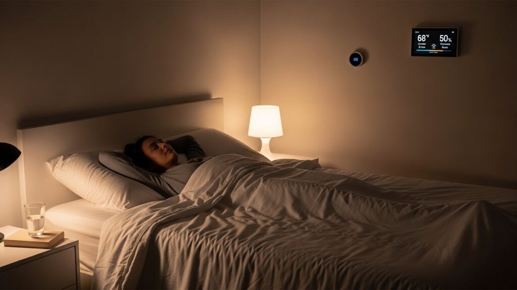 Consistent bedroom micro-climate and stable blanket coverage supporting overnight recovery and easier morning movement